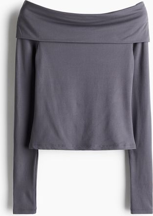 H&M Schulterfreies Shirt - Grau