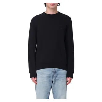 HUGO BOSS Hugo, Round-neck Knitwear, male, Black, Size: XL Crewneck Sweater in Various Colors