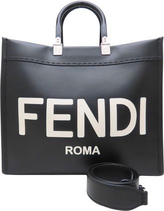 Fendi Black Leather Tote Bag (Pre-Owned)