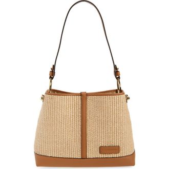 Strathberry Lana Two-Tone Raffia Hobo Bag in Tan/Natural at Nordstrom