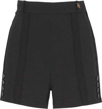 Elisabetta Franchi Exposed-seam Metal-detail Shorts - Dames - Bermuda - Zwart - M - Polyester - Korte Broeken