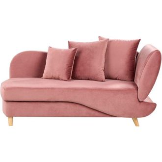 Beliani Chaise Longue in velluto grigio chiaro lato destro con contenitore Meri