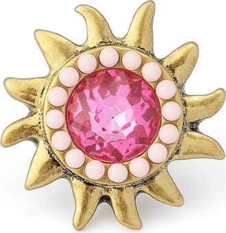 Kurt Geiger Pav&eacute; Stone Sun Cocktail Ring in Gold/Pink at Nordstrom, Size 8