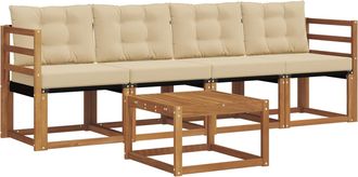 vidaXL Conjunto De Sof&aacute;s De Exterior 5 Uds. Natural Y Beige Vidaxl