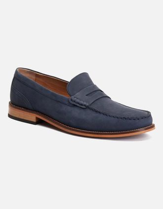 base Mens Garfield Mens Penny Loafer - Navy - Size: 10