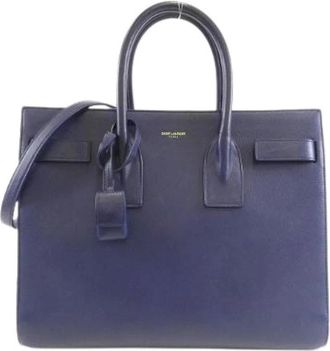 Saint Laurent Pre-owned Handbags, female, Blue, Size: ONE SIZE Pre-owned Sac de Jour calf handbag