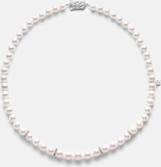 Mikimoto Collana in oro bianco 18kt con perle e diamanti