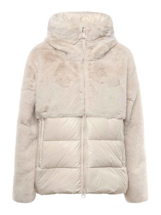 Blauer Nylon Down Jacket With Fur