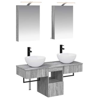 vidaXL Juego De Muebles De Ba&ntilde;o 5 Pcs Sonoma Gris 40 X 10,5 X 60,5 Cm Vidaxl