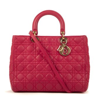 Dior Pre-owned Womens Large Lady Zip GM Handbag - Pink - One Size