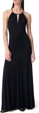 Robert Rodriguez Tori Ruched Halter Neck Maxi Dress in Black at Nordstrom Rack, Size X-Small