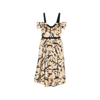 Elisabetta Franchi Ribbon Print Midi Jurk - Dames - Casual kleedjes - Veelkleurig - L - Kleedjes