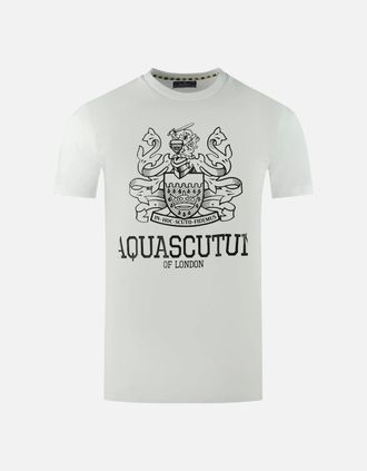 Aquascutum Mens Aquascutum Large Bold London Aldis Brand Logo White T-Shirt - Size: 38