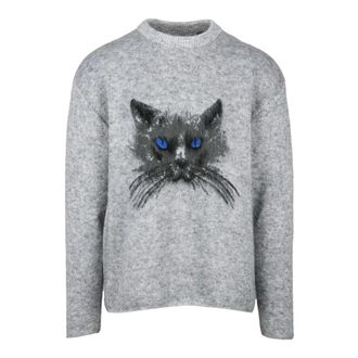 Givenchy Truien & Vesten, Heren, Grijs, L, Wol, Ronde Hals Sweater Mohair Mix Viscose Wol