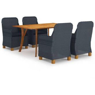 vidaXL Juego De Comedor Para Jard&iacute;n De 5 Piezas Gris Oscuro Vidaxl