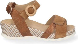 Durea 7425 Wedge Sandaal - Dames - Sleehakken - Bruin - 38 1/2 EU - Leer - Schoenen