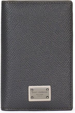 Dolce & Gabbana logo-plaque leather cardholder - men - Calf Leather/Calf Leather - One Size - Grey