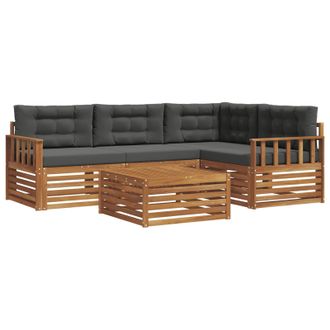vidaXL Conjunto De Sof&aacute;s De Exterior 5 Pcs Natural Y Antracita Vidaxl