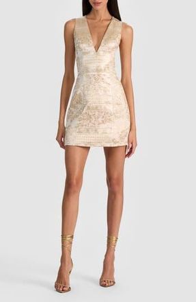 Alice & Olivia Pacey Metallic Jacquard A-Line Minidress in Gold at Nordstrom Rack, Size 14