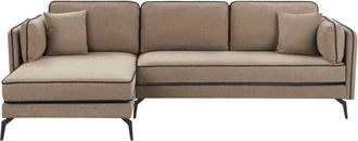 Beliani Corner Sofa 3 Seater ALTAN Fabric Light Brown Right Hand