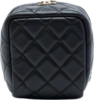 Chanel Pre-owned Vanity Bag - Dames - Vintage Mini Tas - Zwart - ONE Size - Leer - Vintage