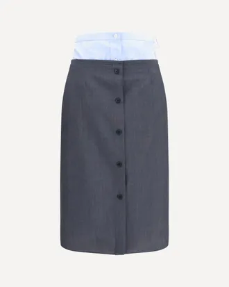 Prada Double-layer midi Skirt in cotton and linen Female 38