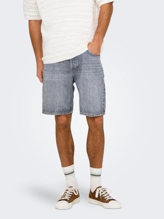 Only & Sons Shorts ONLY & SONS ONSEDGE MG 2042 AZG DNM SHORTS, Herren, Gr. XXL, N-Gr, blau (medium grau denim), Web, Obermaterial: 100% Baumwolle, unifarben, stra