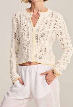 Velvet Daisy Pointelle Cardigan In Ivory