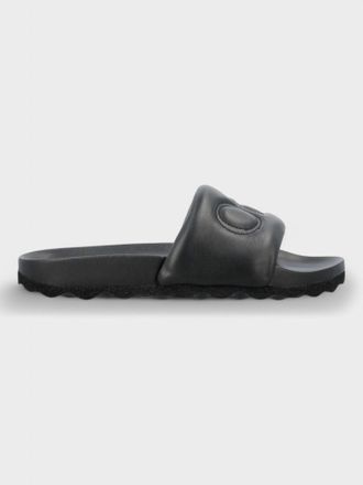 Off-white Boekige Leren Slipper Zwart