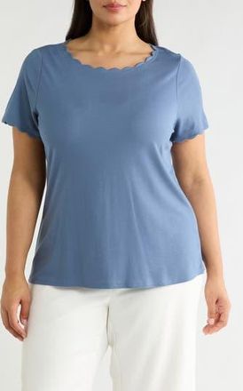 T Tahari Scallop T-Shirt in Blue Fin at Nordstrom Rack, Size 3X