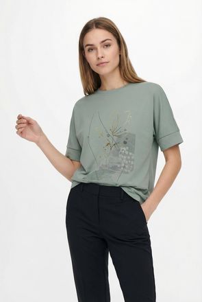 Only Kurzarmshirt ONLY ONLJANY S/S O-NECK PRINT TOP BOX JRS, Damen, Gr. XL, jadeite print:janey journey, Jersey, Obermaterial: 53% Viskose, 47% Nylon, norm