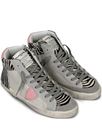Philippe Model zebra-print leather high-top trainers - women - Calf Leather/Goat Skin/Rubber - 42 - Grey