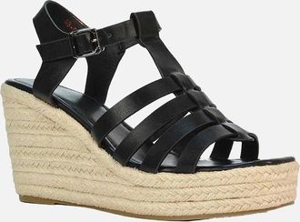 XY London Womens XY London Womens/Ladies Remi Platform Wedge Sandals - Black - Size: 7