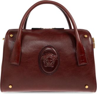 Versace Ruime Leren Boston Tas - Dames - Handtassen - Bruin - ONE Size - Leer - Tassen