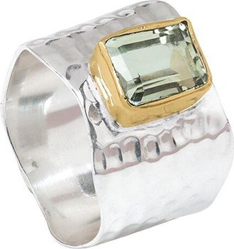 Tiramisu Plated 6.07 Ct. Tw. Green Amethyst Statement Ring