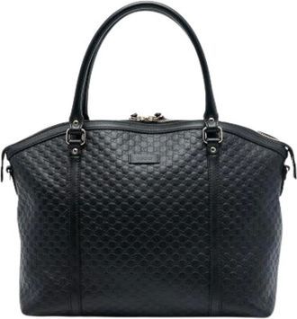 Gucci Pre-owned Handbags, female, Black, Size: ONE SIZE Pre-owned Leather Handbag