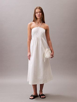 Calvin Klein Vestido halter de sarga de algodón