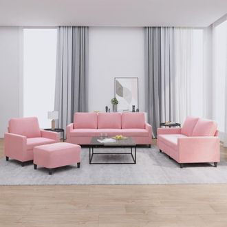 vidaXL Juego De Sof&aacute;s Con Cojines 4 Piezas Terciopelo Rosa Vidaxl