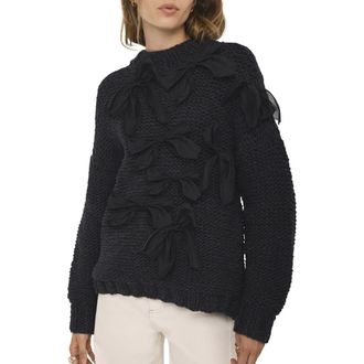 Mint Velvet Bow Detail Sweater in Navy at Nordstrom, Size Medium