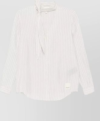 Emporio Armani long sleeve top self tie neck striped