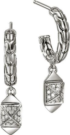 John Hardy Icon Stud Diamond Hoop Earrings in Silver at Nordstrom