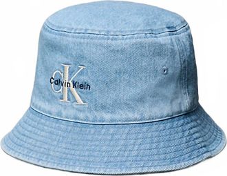 Calvin Klein Mens Denim Signature Logo Bucket Hat In Vintage Denim