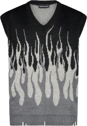 Vision Of Super Zwarte Vlam Vest - Heren - Spencers - Grijs - L - Truien & Vesten
