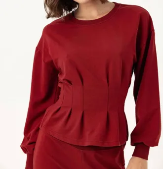 Sundays Delilah Peplum Top In Maroon