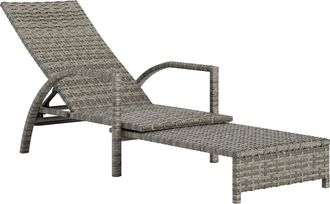 OUTSUNNY PE Rattan Sun Lounger with 4-Level Adjustable Backrest - Brown | TJ Hughes