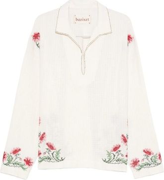 Baziszt Bernie Floral-embroidered Polo Shirt