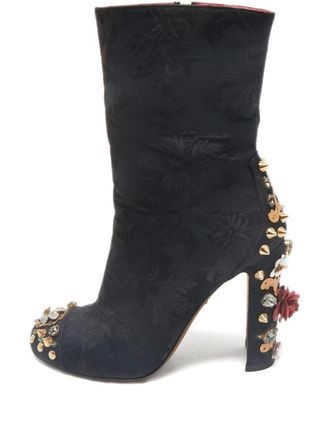 Dolce & Gabbana Brocade Embellishment Boots - Black