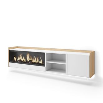 Skraut Home Skraut Home - Mueble Tv, Televisi&oacute;n, Muebles De Sal&oacute;n, Almacenaje, 212x35x50cm, Para Tv Hasta 80, Chimenea El&eacute;ctrica Xxl, Colgado, Suspendido, Led, Es