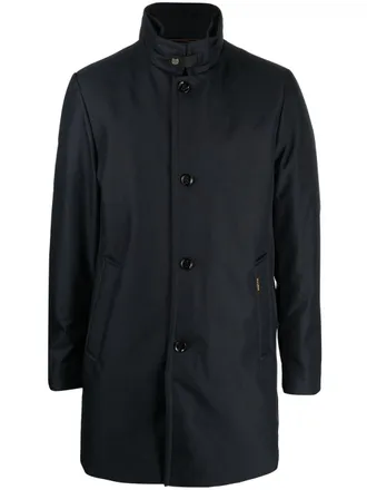 Moorer buttoned-up high-neck coat - men - Feather Down/Polyamide/Polyester - 60 - Blue