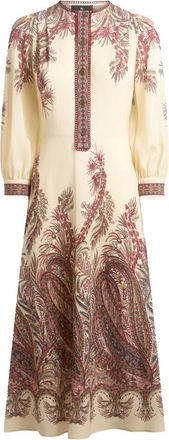 Etro Kleedjes, Dames, Veelkleurig, XL, Katoen, Sable Jurk met Geplaatste Print